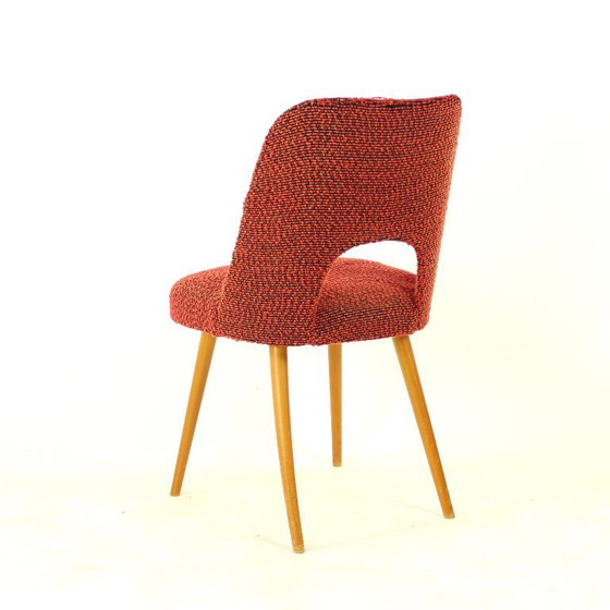 Vintage eetkamerstoelen van Oswald Heardtl voor Ton, Tsjechoslowakije, jaren 60, set van 4 – Textile, Wood (photo 12 of 15)