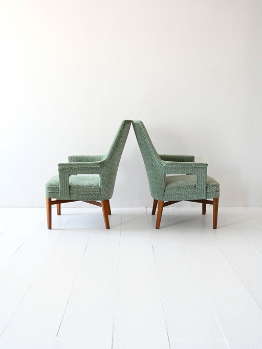 Paar skandinavische mintgrüne Vintage-Sessel aus den 1950er Jahren