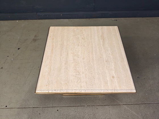 Image 1 of Tavolino vintage in travertino e ottone di Fedam, anni '70