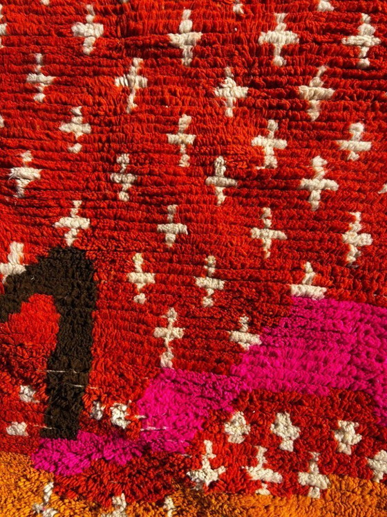 Image 1 of Tappeto Boujad marocchino arancione, 250x150 cm, in lana – Tappeto per interni moderni – Realizzato a mano da donne berbere