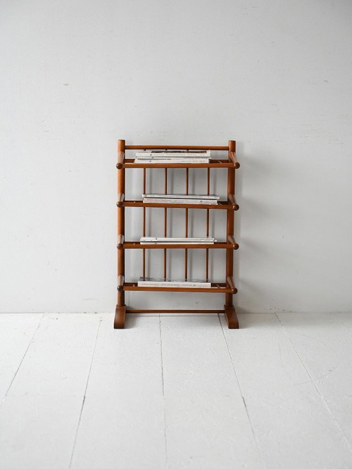 Vintage Scandinavian birch magazine rack 1940s