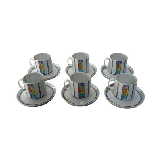 Image 1 of Rosenthal Studio-Linie - Estilo Memphis - juego de 6 tazas + platillos - Flash