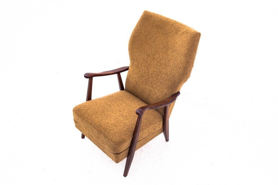 Image 1 of Yellow vintage armchair in bouclé fabric, Denmark, 1960s.