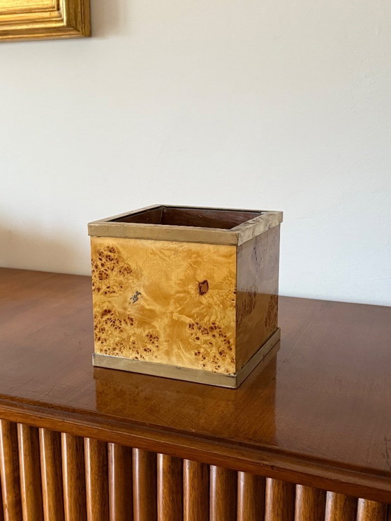 Image 1 of Hollywood Regency Blumentopf aus Wurzelholz und Messing, Vivai del Sud, Italien, 1970er Jahre