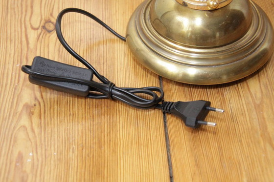 Image 1 of Tafellamp Tafellamp messing natuursteen franjes 70s J Vintage