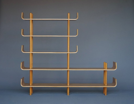 Grote boekenkast of wandkast van Willem Lutjens voor Gouda den Boer, jaren 1950.