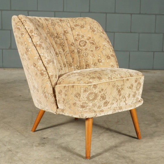 Image 1 of Fauteuils de cocktail vintage – velours beige – années 1960