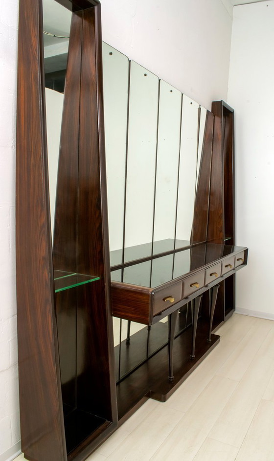 Image 1 of Buffet à miroir en noyer italien Guglielmo Ulrich, Mid Century Modern, années 1940