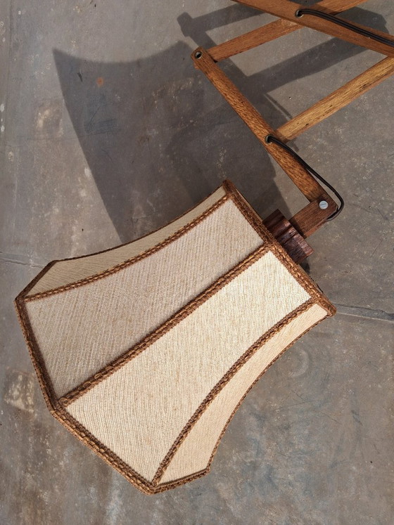 Image 1 of Lámpara de tijera de madera de teca, 1950