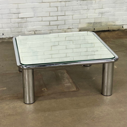 Sesann Vintage Coffee Table In Chromed Steel By Gianfranco Frattini For Cassina