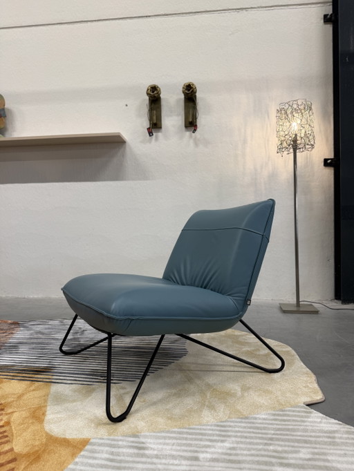 2 Rolf benz 394 fauteuils blauw leer
