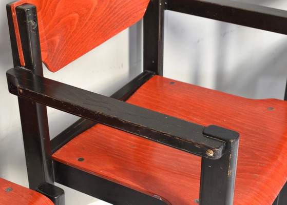 14x Italian Postmodern Stacking Chairs in Sottsass Memphis Style - Italy, 1970's, Dining chairs, Metal, Red (photo 19 of 20)