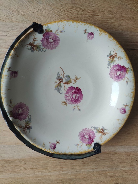 Image 1 of Wunderschöne Servierschale mit Blumenmuster und Henkel, 27 cm