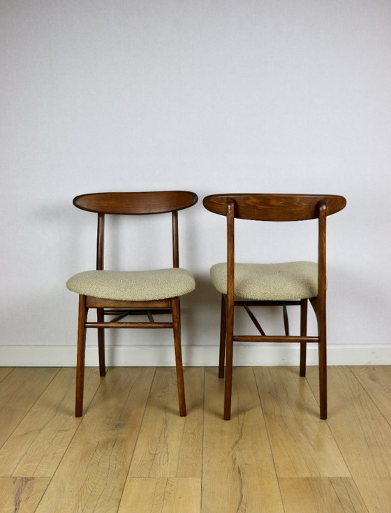 Image 1 of Hałas vintage chairs beige boucle - set of 3