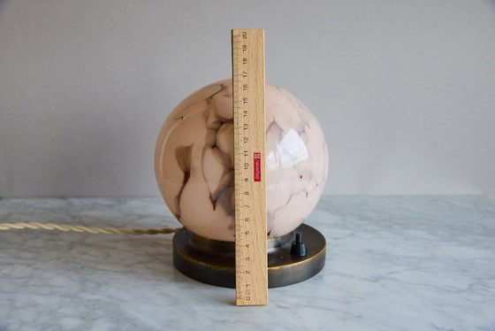 Image 1 of Antieke roze marmeren art deco lamp