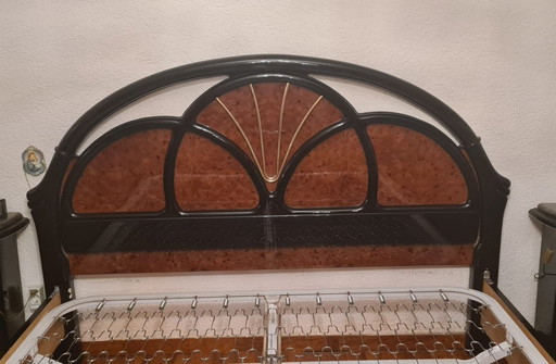 Elegantes Designerbett Von Donati & Gasperini – Nussbaumwurzel & Massivholz – 90er Jahre