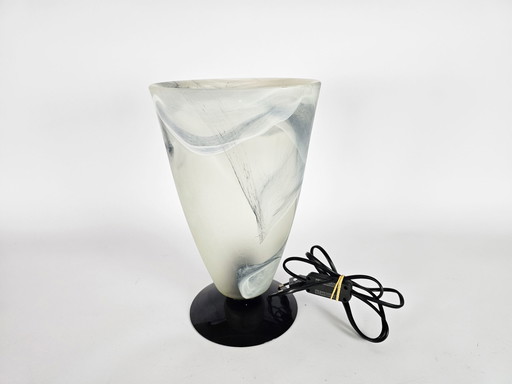 Licht '88 - Diseño holandés - Lámpara de mesa - Lámpara de cáliz - Cristal jaspeado - Años 80