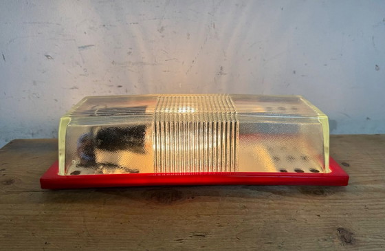 Image 1 of Applique industriale rossa vintage di Elektrosvit, anni '70