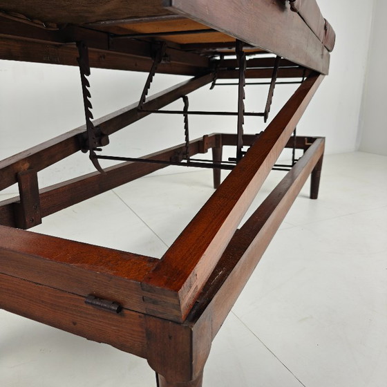 Lit d'hôpital militaire anglais ancien – XIXe siècle – Lits 1 personne, Wood, Leather (photo 13 of 16)