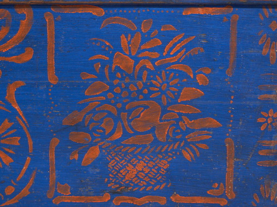 Antique Blue Painted Wooden Chest – Folk Art Blanket Chest – Central Europe c.1900 – Chest of drawers (photo 40 of 40)