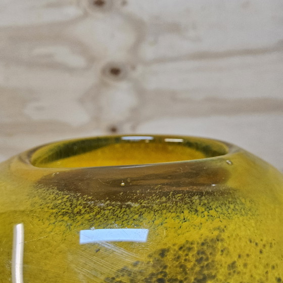 Image 1 of Artistic Mouth-Blown Studio Glass Vase Ioan Nemtoi Yellow / Orange (thick glass) Romanian Glass Art