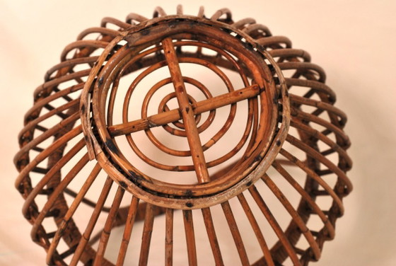 Image 1 of Vintage French mid-century sewing baskets - bamboo and wicker baskets - from the 1960s