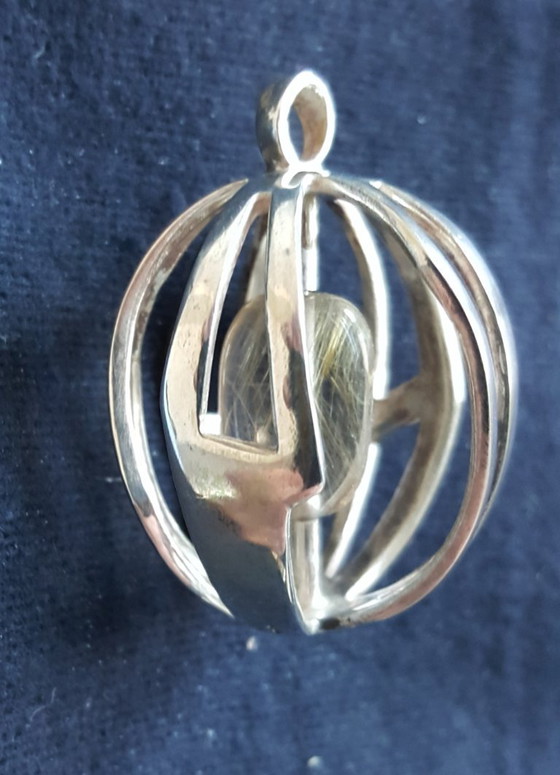 Image 1 of Jewelry: pendant, silver and rock crystal, unique, 1960s