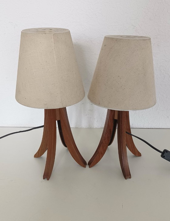 Lampes de chevet en teck de design danois – Textile, Wood (photo 8 of 9)
