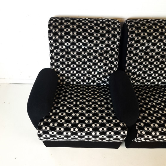 Image 1 of Vintage modulaire bank 4 delig mid century modern design zwart wit