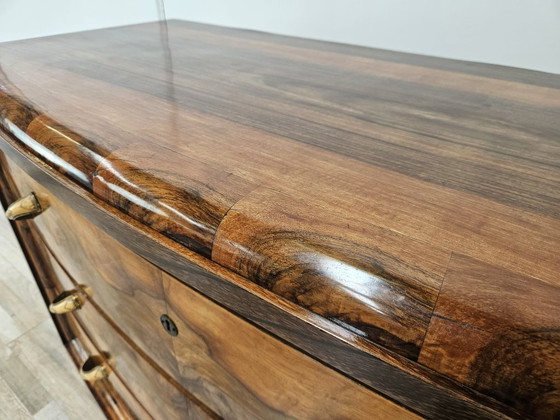 Image 1 of Toscaanse art deco commode uit de jaren 1940 van wortelnotenhout.