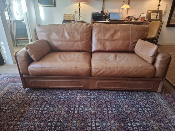 Image 1 of Baxter cognac leather sofa with two armchairs