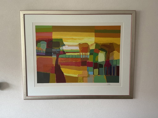 Grande serigrafia di Ton Schulten, "Tarda estate 1999" – lithos zeefdrukken, Other