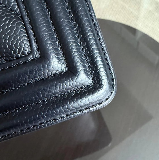 Image 1 of Chanel Boy Small - Caviar 20cm Chevron Grained Calfskin Black Leboy Ruthenium Silver Hardware Series 28