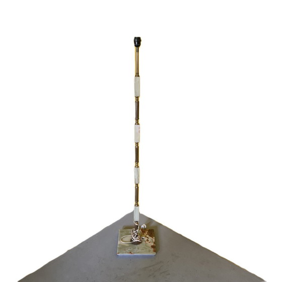 Image 1 of Stehlampe aus Messing und Onyxmarmor, 1970er Jahre