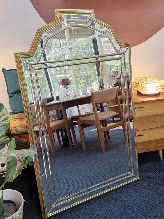 Image 1 of Vintage spiegel DeKnudt messing facet geslepen