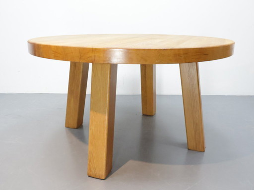 Mesa de comedor de roble macizo | Brutalista | Redonda