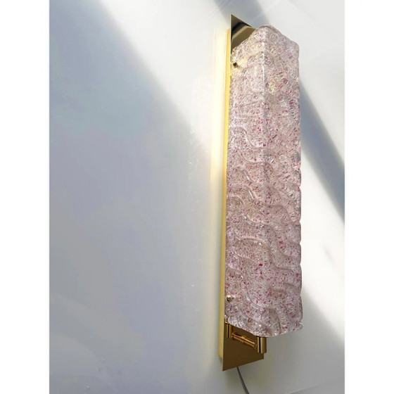 Image 1 of High-End Gold Wall Sconce Pair with Ametista “Graniglia” Murano Glass