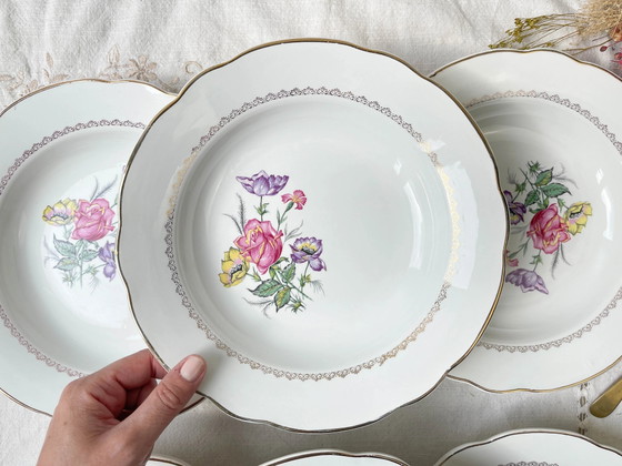6 Piatti Fondi in Porcellana DIGOIN & SARREGUEMINES Modello Rene, Fatti in Francia 1950 – Stoviglie, Porcelain (photo 2 of 7)
