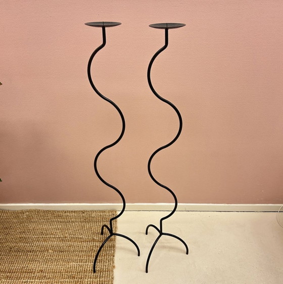 Image 1 of Swirly Metal Candlesticks