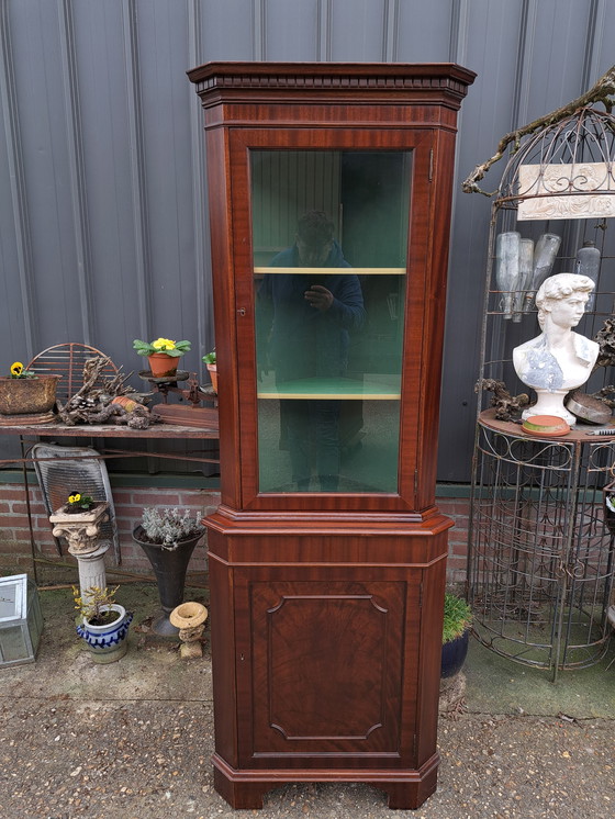 Image 1 of Klassiek Hoek Vitrine, Servies Kast Afm. 47 x 47cm en 185cm Hoog