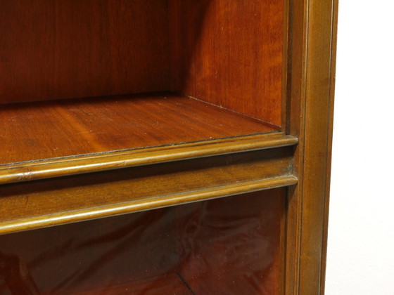 Image 1 of Vintage Vitrine 60er Jahre, Bücherschrank mit Glasschiebetüren, Mid Century Wohnzimmerschrank aus Buche & Eiche, Germany