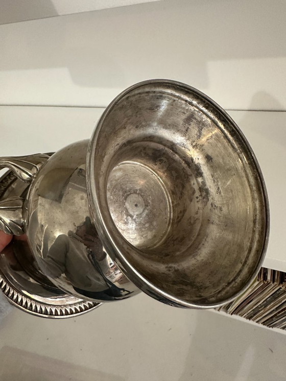 Image 1 of Cubo de champán de metal plateado - Estilo clásico con asas talladas