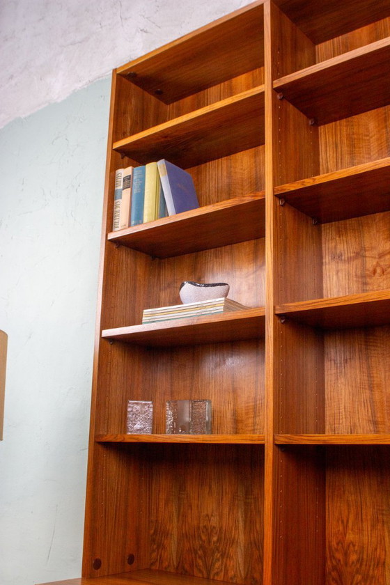 Image 1 of Vintage teak and walnut bookcase, highboard, chest of drawers, mid-century modern, 1960s