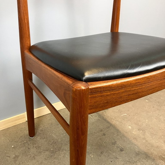 Image 1 of Juego de 6 sillas de comedor de Henning Kjaernulf para Korup Stolefabrik, teca y cuero, años 60