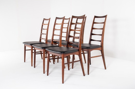 Image 1 of Set of 6 Niels Koefoed “Lis” Rosewood Chairs for Hornslet Møbelfabrik, Denmark, 1960s