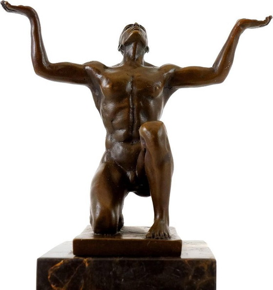 Image 1 of Bronzen beeld van de aanbiddende Adonis