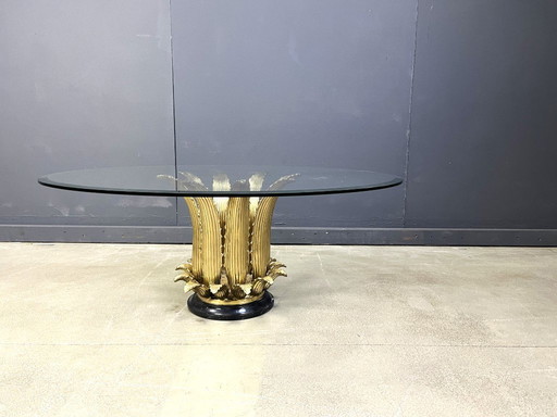 Italienischer Couchtisch mit Messingblatt und Marmor, 1970er Jahre