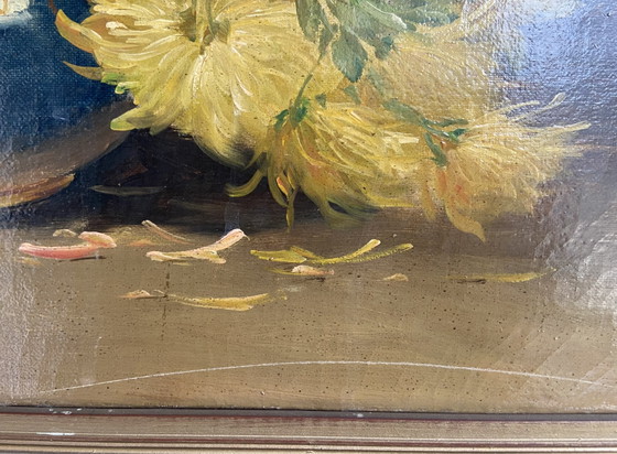 Signed Floral Still Life by Edmond Van Coppenolle, Oil on Canvas, 19th Century – Paintings & Drawings, Wood (photo 11 of 11)