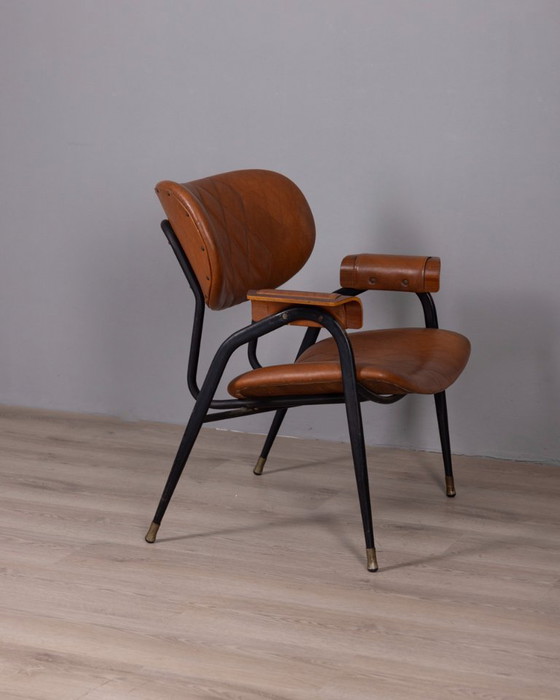 Image 1 of Poltrona vintage in pelle disegnata da Gastone Rinaldi per Rima, anni '50.