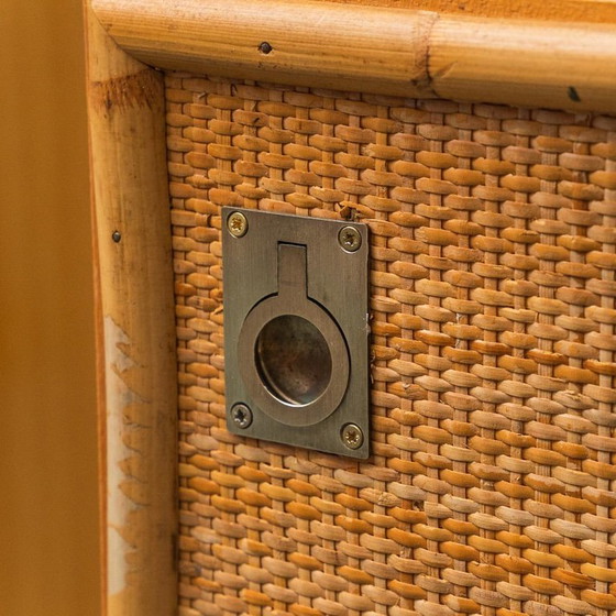 Image 1 of GEMODERNISEERD VINTAGE DRESSOIR VAN BAMBOE EN ROTAN UIT DE JAREN 70